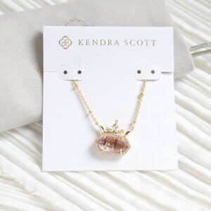Kendra Scott Disney Elisa Light Pink Abalone Gold Necklace